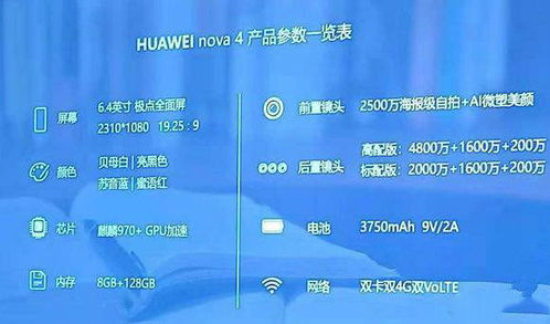 华为nova4参数详细参数,华为nova4参数详细参数配置