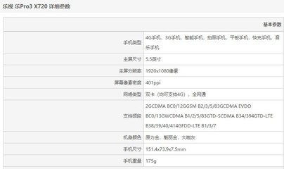 乐视手机pro3参数配置,乐视pro 3